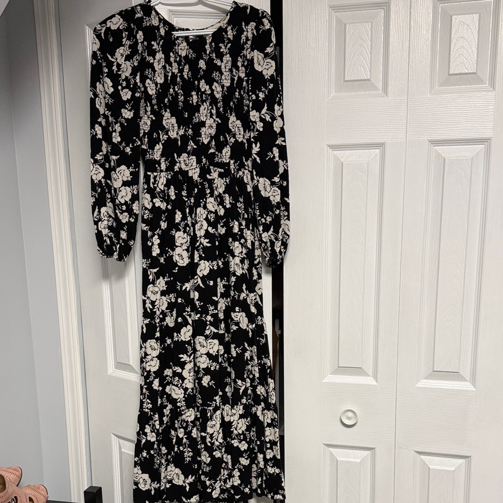 saltwater LUXE Black Maxi Dress with White Floral Print